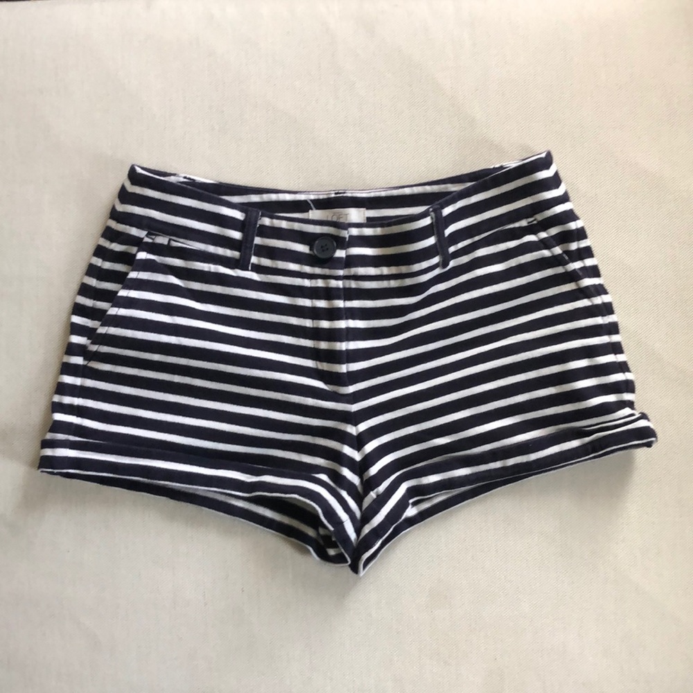 Loft navy and white shorts